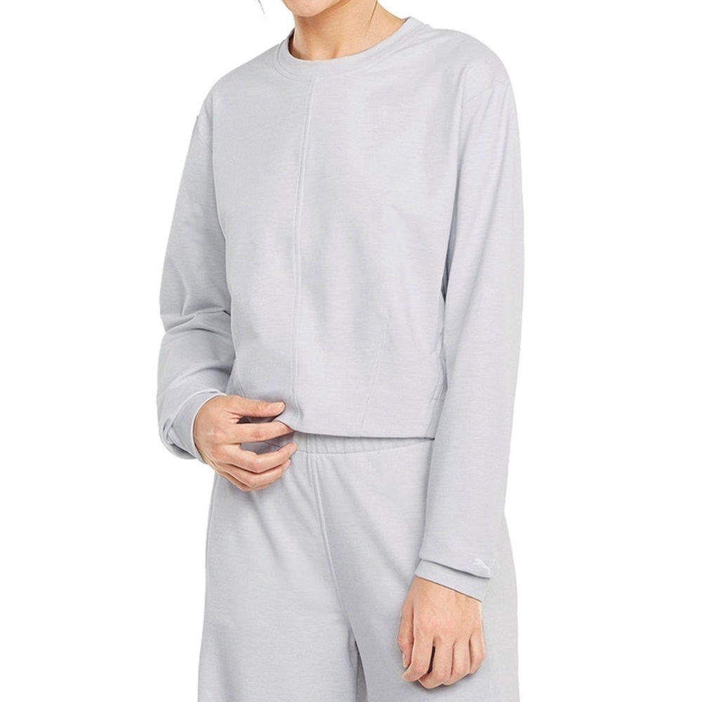 Puma Train Cloudspun Crew Neck Sweater Nimbus Cloud Heather Grey Size XS